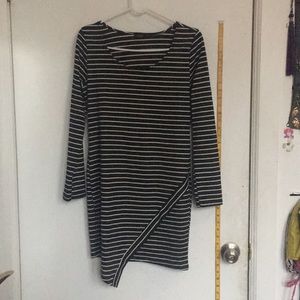 Clingy asymmetrical nautical-striped dress